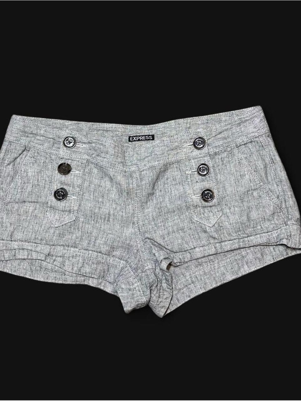 Express Light Gray Button-Detail Women’s mini Shorts